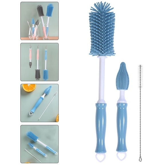UPKOCH Silicone Baby Bottle Brush Blue 1 Set