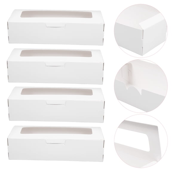 UPKOCH 10 Pack Macaron Packaging Boxes 8.07 X 2.95 X 1.97 Inches Paper Box Window For Macaroons Chocolates Mints