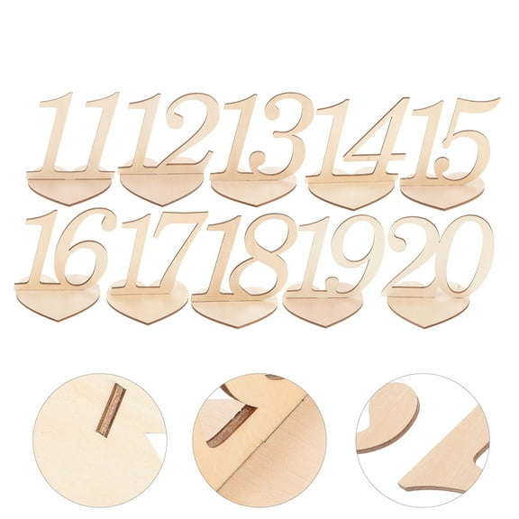 UPKOCH 10 Pcs Numbered Table Tents Wood Stable Standing Khaki for Parties and Weddings