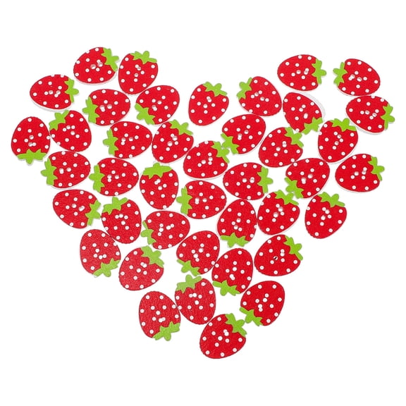 UPKOCH 100Pcs Color Strawberry Design Clothes Snaps Red Wooden DIY Crafts for Sewing