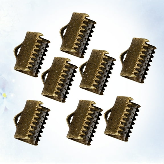 UPKOCH 100Pcs Metal Crimp Ends for Cord Jewelry Accessories Dark Brown Bronze Rectangular Textured