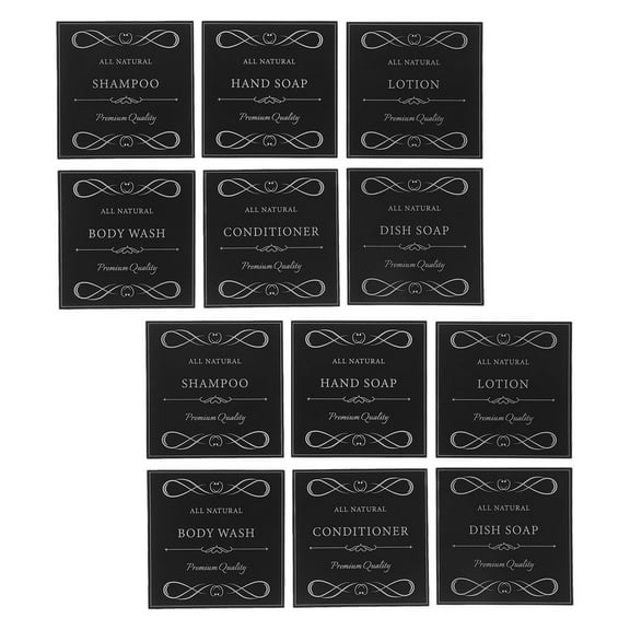 UPKOCH 12Pcs Waterproof Labels for Shampoo Dispenser Bottles Label Minimalist Self-Adhesive