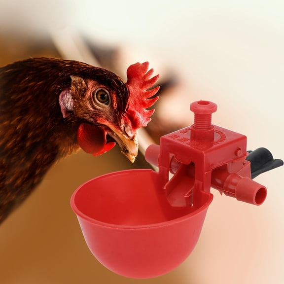 UPKOCH 12Set Red Abs Automatic Bird Waterer Poultry Water Cup for Chickens and Pigeons 3.5x2.8x2.0in