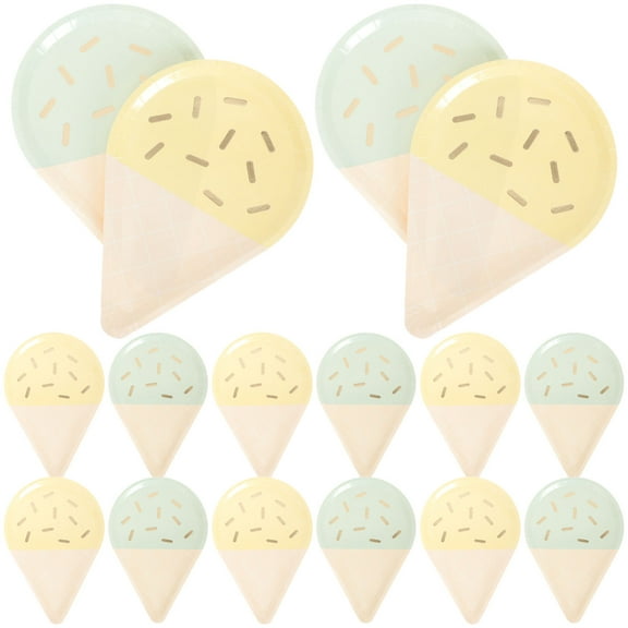 UPKOCH 16Pcs Ice Cream Plates Paper Multi Ice Cream Shaped