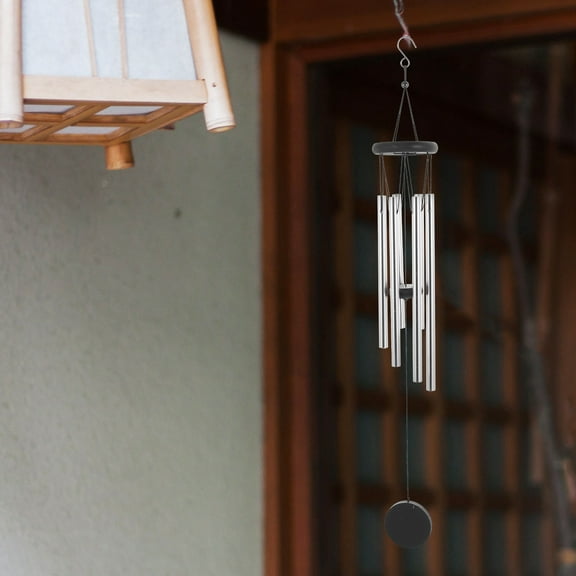 UPKOCH 1Pack Aluminum Wood Wind Bell for Home Decor Indoor Use Silver 8x8x67cm