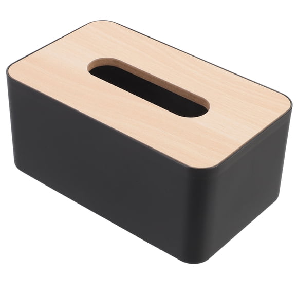 UPKOCH 1Pack Storage Tissue Box in Black for Households with PP and Wood Material