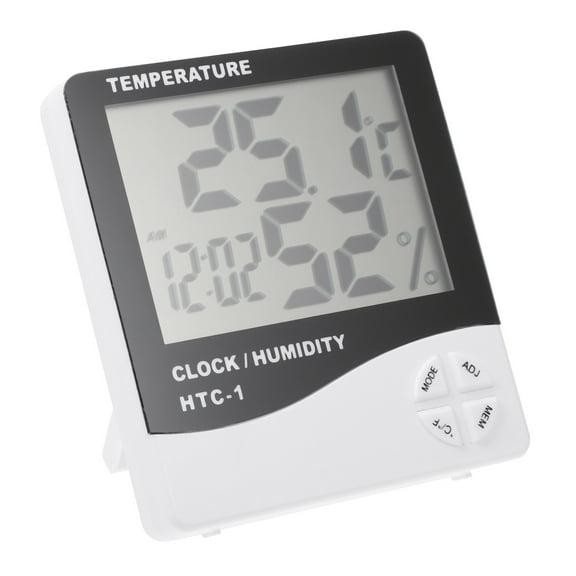 UPKOCH 1Pc Multi Function Temperature Electronic Clock With Time Display For Households White ABS Rectangular Screen
