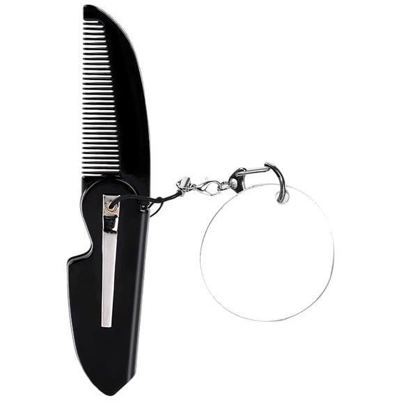 UPKOCH 1Pcs Foldable Pocket Comb With Small Mirror For Men Office Use 4.7x0.9in
