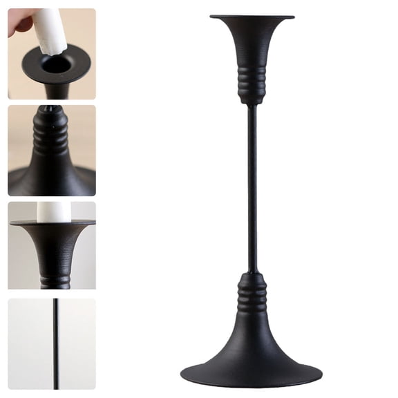 UPKOCH 1Pc Decorative Black Candle Shelf with Creative Retro Design for Desk Decor
