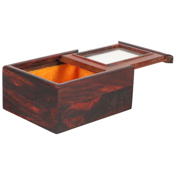 UPKOCH 1Pcs Trinket Box Dark Brown Wood Rectangular 3.54x2.75x1.61in For Birthday