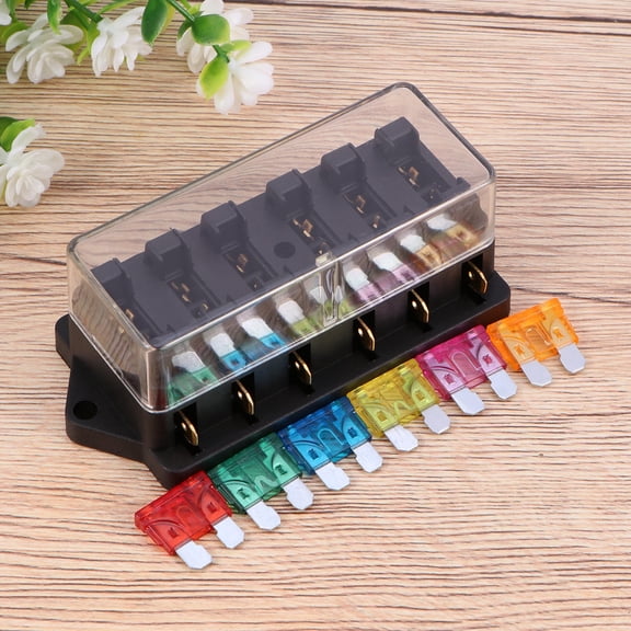 UPKOCH 1Set 6-Way Illuminated Fuse Box Holder Block Rectangular Plastic Metal for Car Van RV Marine Circuit Fuse Box