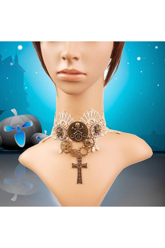 1Set Punk Choker Necklace Accessory in Coffee for Women Daily Wear Retro Style