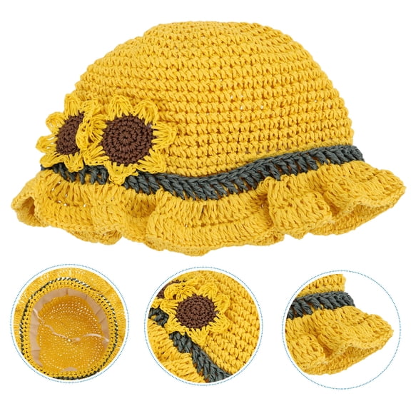 UPKOCH 1Pc Yellow Sunflower Straw Sun Hat Lightweight Summer Cap for Outdoor Use