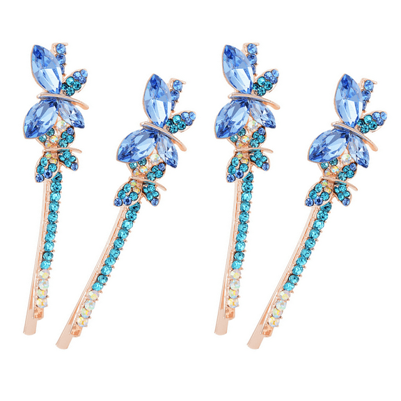 UPKOCH hair rhinestones Hair Clips Blue 2 Pairs