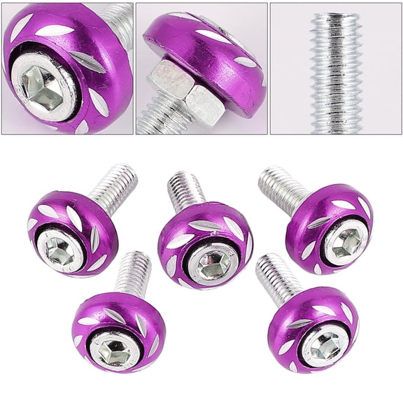 UPKOCH 20Pcs Motorbike Screws Purple Aluminum Car License Plate Fixation