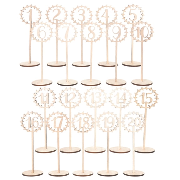 UPKOCH 20Pcs Standing Table Numbers Wood Assorted Color for