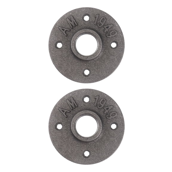 UPKOCH 2Pcs Threaded Floor Flange Black Iron Wall Mounted Fittings for Shelving