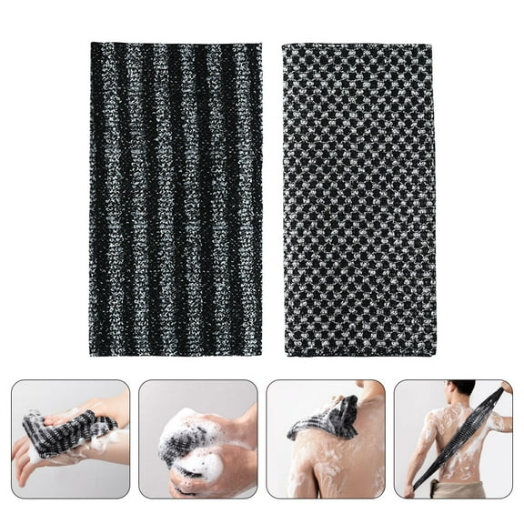 UPKOCH 2Pcs Body Skin Bath Towel Carbon Fiber Back Scrubbing Massage for Men