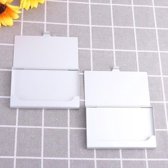 UPKOCH 2Pcs Desktop Business Card Holder Aluminum Alloy for Networking Events Silver