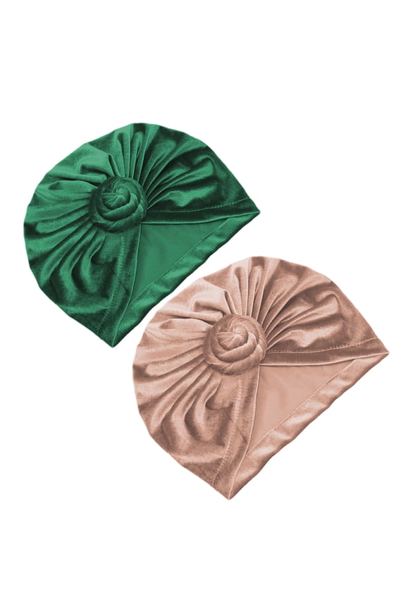 2Pcs Dreadlock Cap for Women Ethnic Design Khaki Polyester Headwrap Special Occasions