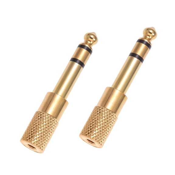 UPKOCH 2Pcs Golden Metal Audio Adapter for Headphones with 360 Degree Rotation and Corrosion Resistance 1.1x0.4x0.4in