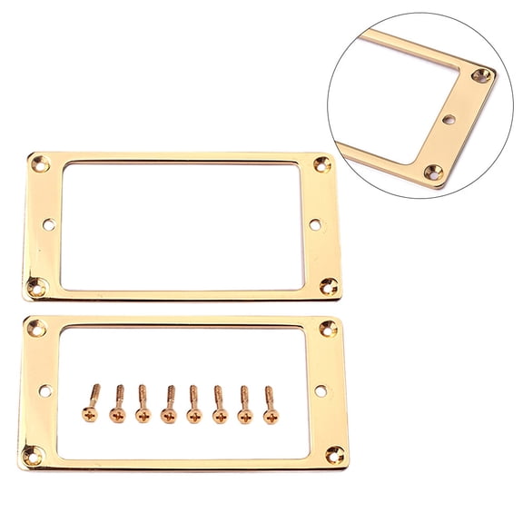 UPKOCH 2Pcs Golden Metal Humbucker Pickup Ring for Musical Instrument 1.83X1.81X0.08in