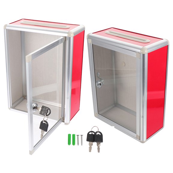 UPKOCH 2Pcs Red Lockable Mailbox with Clear Organizer for Home and Office Use