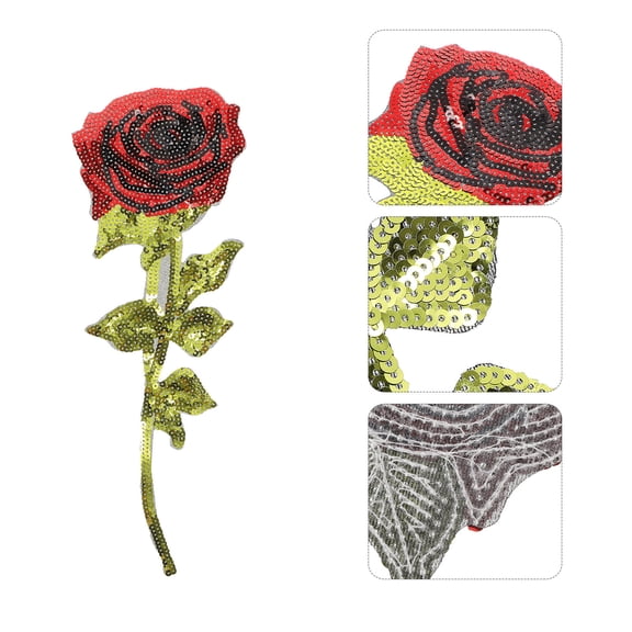 UPKOCH 2Pcs Rose Patches Iron On Sequin Rose Patches for Manual Crafts Red Cloth