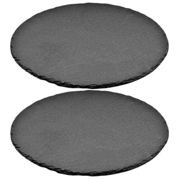 UPKOCH 2Pcs Steak Board Natural Round Serving Platter for BBQ Plate Household Dinnerware