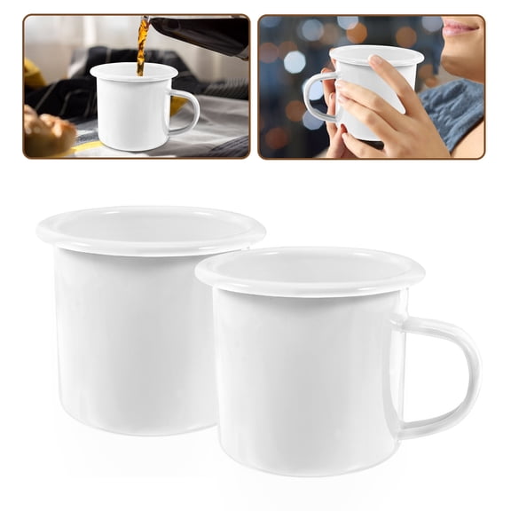 UPKOCH 2pcs Enamel Water Cups Enamel Mug Set White Enamel Drying Suspension for Camping