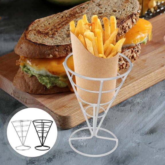 UPKOCH 2pcs French Fries Stand Cone Basket Display Rack Iron Not Easy to Deform for Home Use