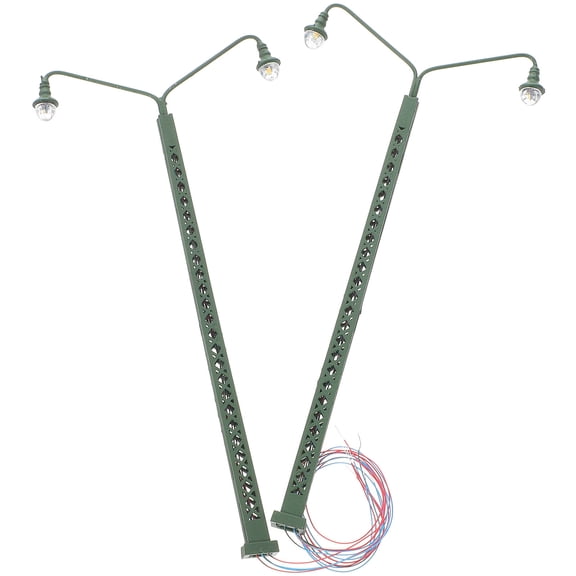 UPKOCH 2pcs Green Train Light Model Micro Landscape Ornament for Mini House Decoration in Stainless Steel and ABS