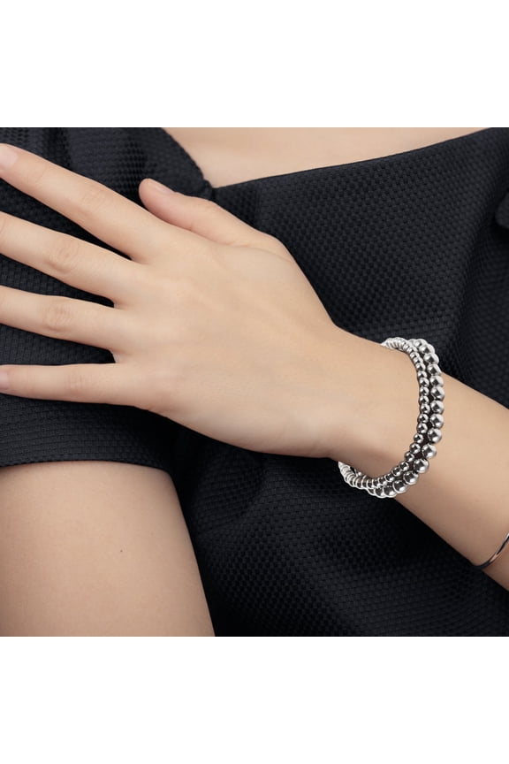 2pcs Stretchable Bracelets For Women Titanium Steel Decorative High Gloss Finish Jewelry