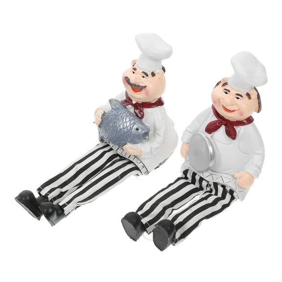 UPKOCH 2pcs Vintage Style Chef Figurines For Italian Kitchen Decor Resin Ornaments For Homeowners Decor