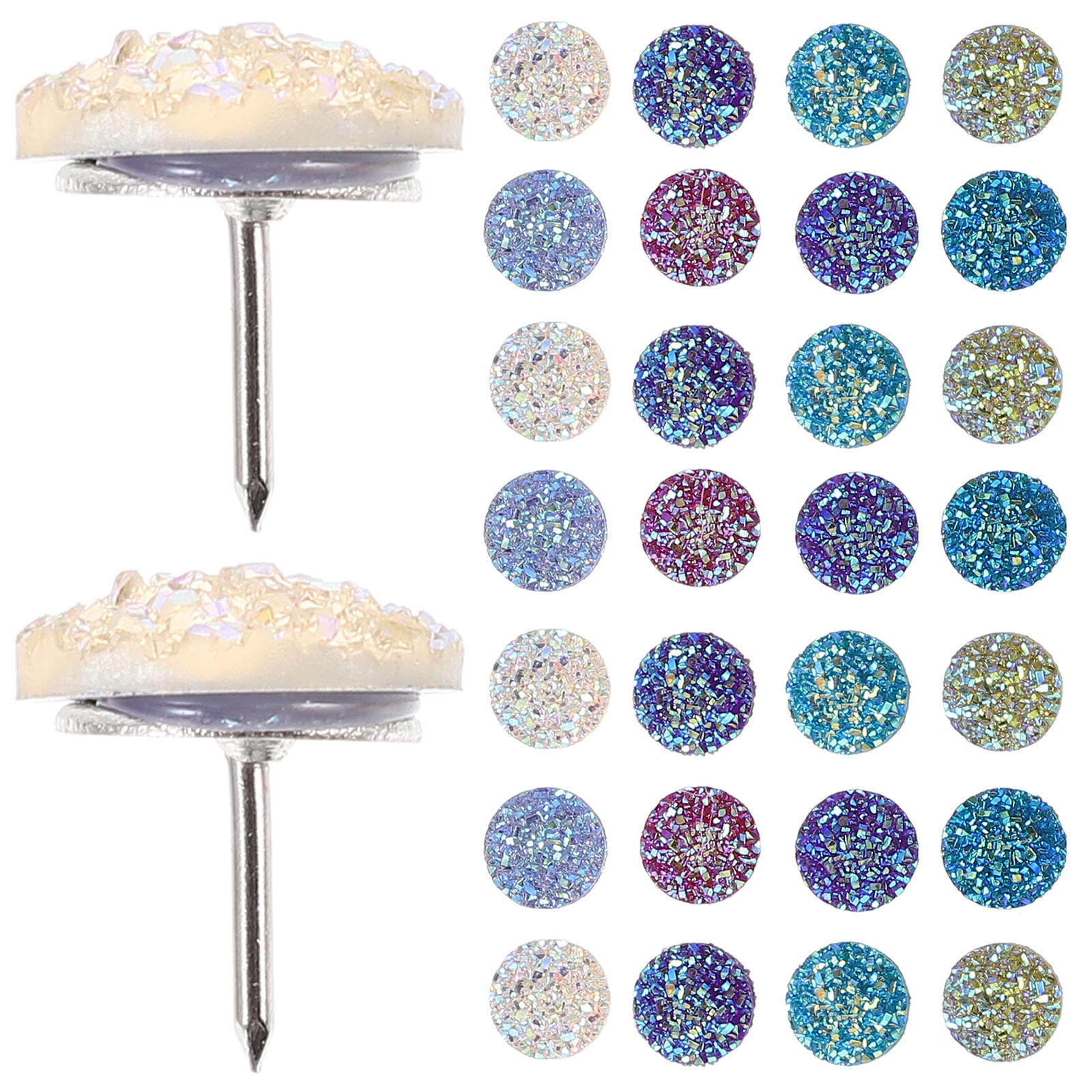 UPKOCH 30Pcs Clear Flat Thumb Tacks Plastic Assorted Color for Cork ...