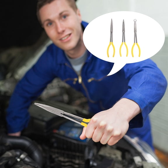 UPKOCH 3Pcs Multi-functional O-shape Steel Needle Pliers for Diy Projects and Repair Work 11 Inch