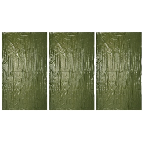 UPKOCH 3Pcs Olive Green Rectangular Emergency Blankets for Outdoor Camping and Survival Situations
