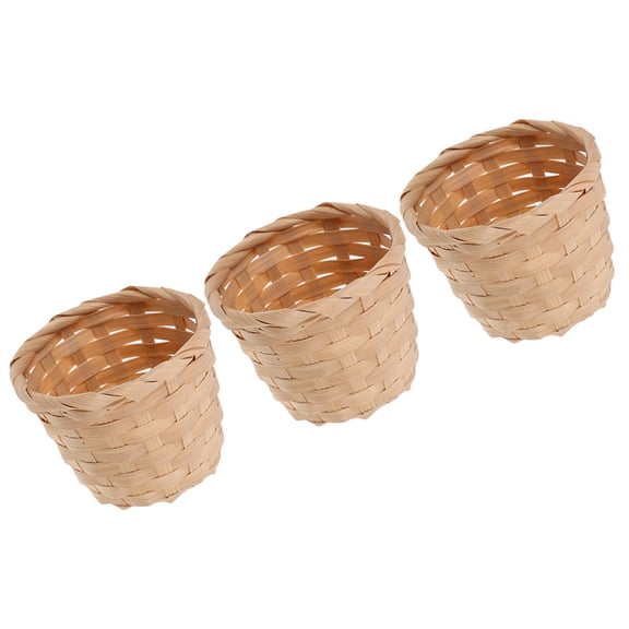 UPKOCH 3Pcs Organizing Baskets Light Brown Bamboo Round Storage for Daily Life Stationery Storage
