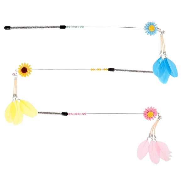 UPKOCH 3pcs Acrylic Cat Flirting Stick with Sunflower for Interactive Pet Play and Exercise Toys