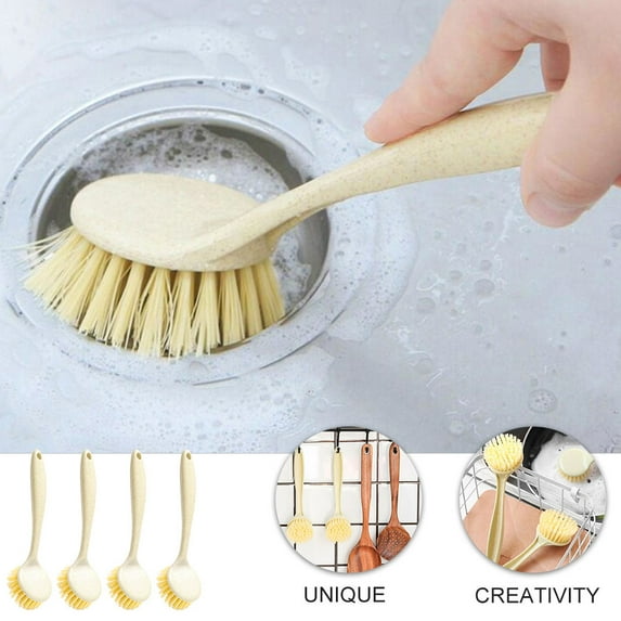 UPKOCH Pan Brush Beige PP 4Pcs Long Handle Multipurpose Cleaning