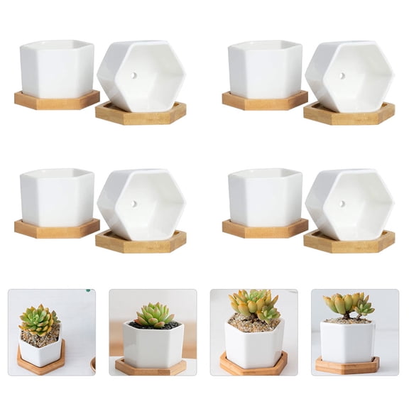 UPKOCH 4 Sets White Ceramic Planter Containers for Plant Lovers at Home