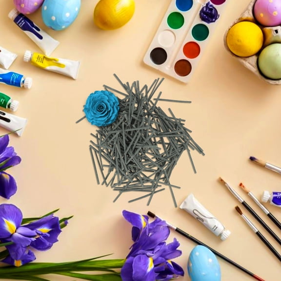 UPKOCH 400Set Green Artificial Flower Stems Floral Arrangement Supplies Rod Shape Coated Iron Wire For