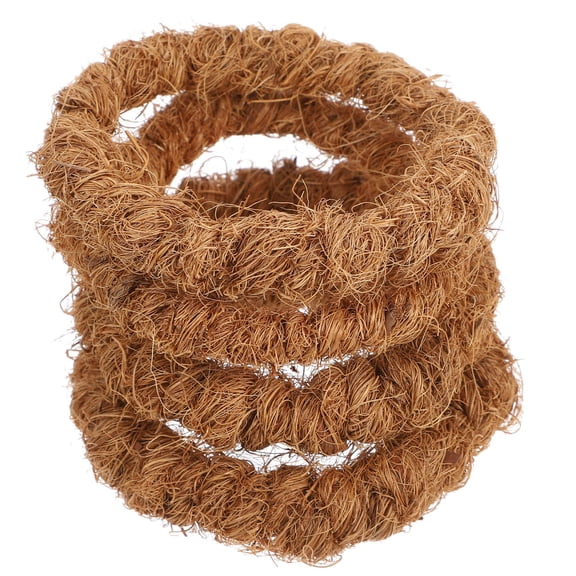 UPKOCH 4Pcs Coconut Fiber Ring Non-Slip Heat Insulation Brown Circle