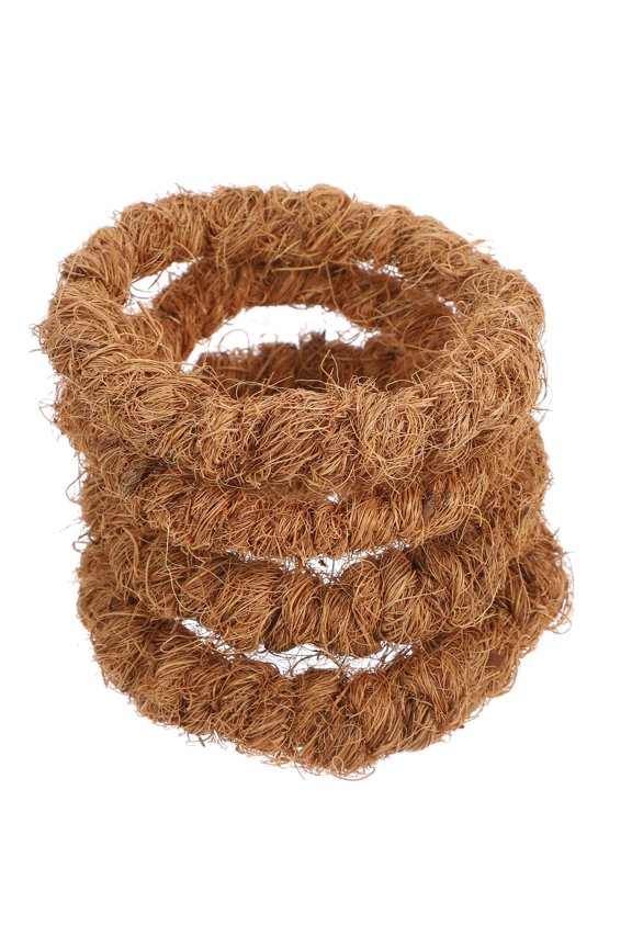 4Pcs Coconut Fiber Ring Non-Slip Heat Insulation Brown Circle