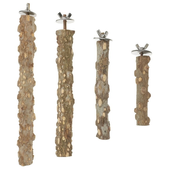 UPKOCH 4Pcs Round Wood Parrot Perch Stand for Bird Cage Accessories 20In