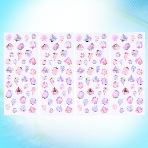 UPKOCH 4Sheets Photo Album Decor Assorted Color Decoration Scrapbook Making Crafts Crystal Sticker for Scrapbook