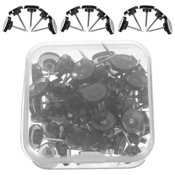 UPKOCH 50pcs Map Marking Thumb Tack Push Pin Round Plastic Black Teachers Geography Lessons