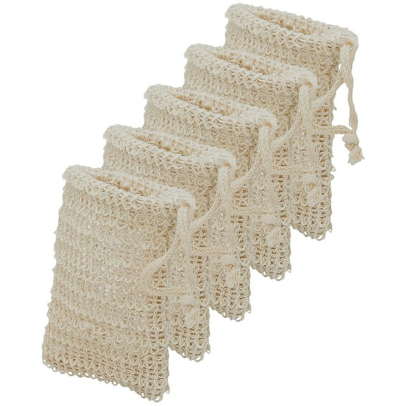 UPKOCH 5Pcs Beige Rectangular Cotton Linen Exfoliating Soap Pouch for Bathing