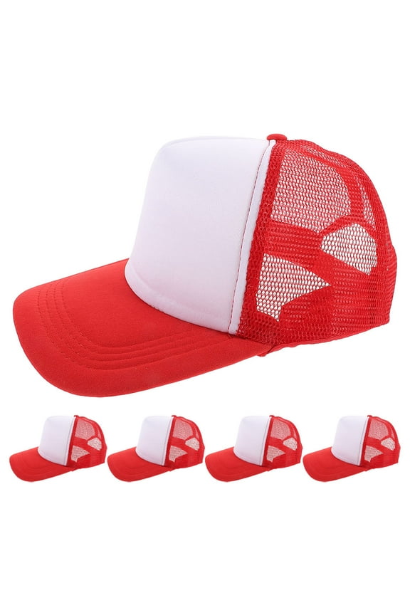 5Pcs Blank Heat Transfer Hats Red Sublimation Baseball Caps for Outdoor Activities
