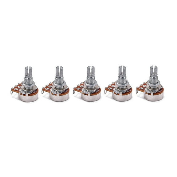 UPKOCH 5Pcs Potentiometer for Guitar and Bass with Knurled Split Shaft and Low Friction 1.06 x 0.85 x 0.67in